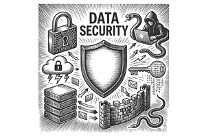 Cybersecurity concept hacker shield, a Technology Illustration by AlexArt