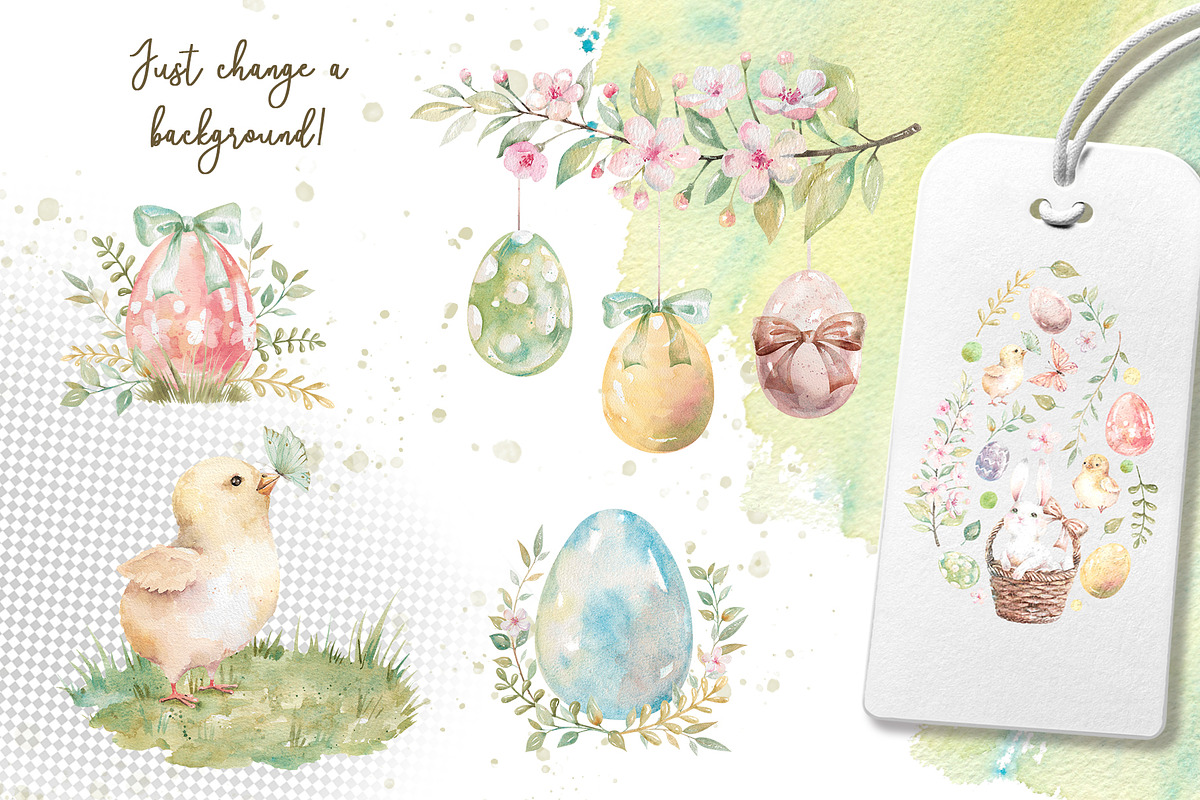 Easter Rabbits watercolor clipart, an Animal Illustration by Eva Kleinman (Photo 10 of 14)