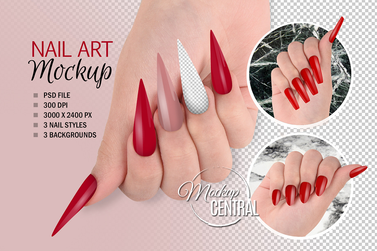 Press-On Finger Nail Wrap Art Mockup, a Mockup by HaywireMedia & Mockups (Photo 1 of 4)