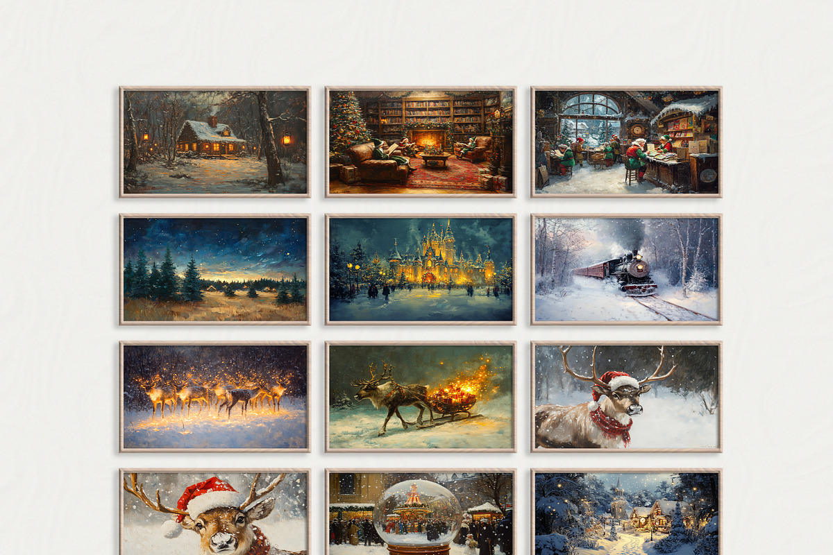 Vintage Christmas Wall Art Set, an Illustration by PrintablesByFranklyn (Photo 9 of 9)