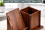 Desk Organizer Phone Stand Pen Holde, a Graphic by AtacanDigital (Thumbnail 3 of 6)