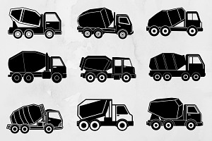 Cement Truck Silhouette SVG, a Transportation Illustration by newminddesign