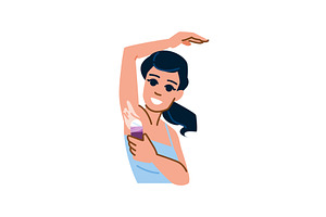 Woman applying roll on deodorant or, a Person Illustration by pikepicture