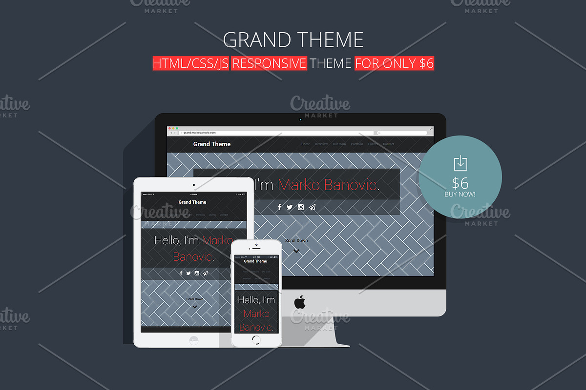 Grand Theme / Responsive Design, a HTML Template by Marko Banovic