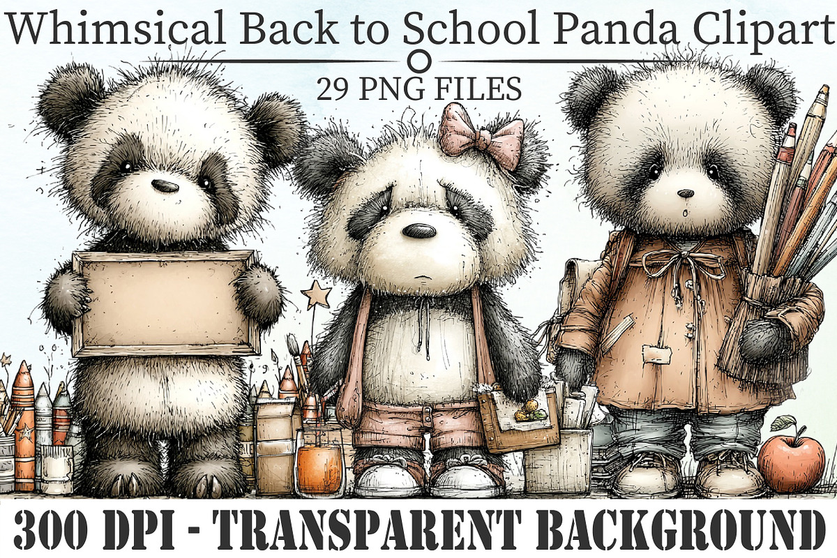 Back to School Panda Clipart, an Animal Illustration by Libby Wishes (Photo 1 of 5)