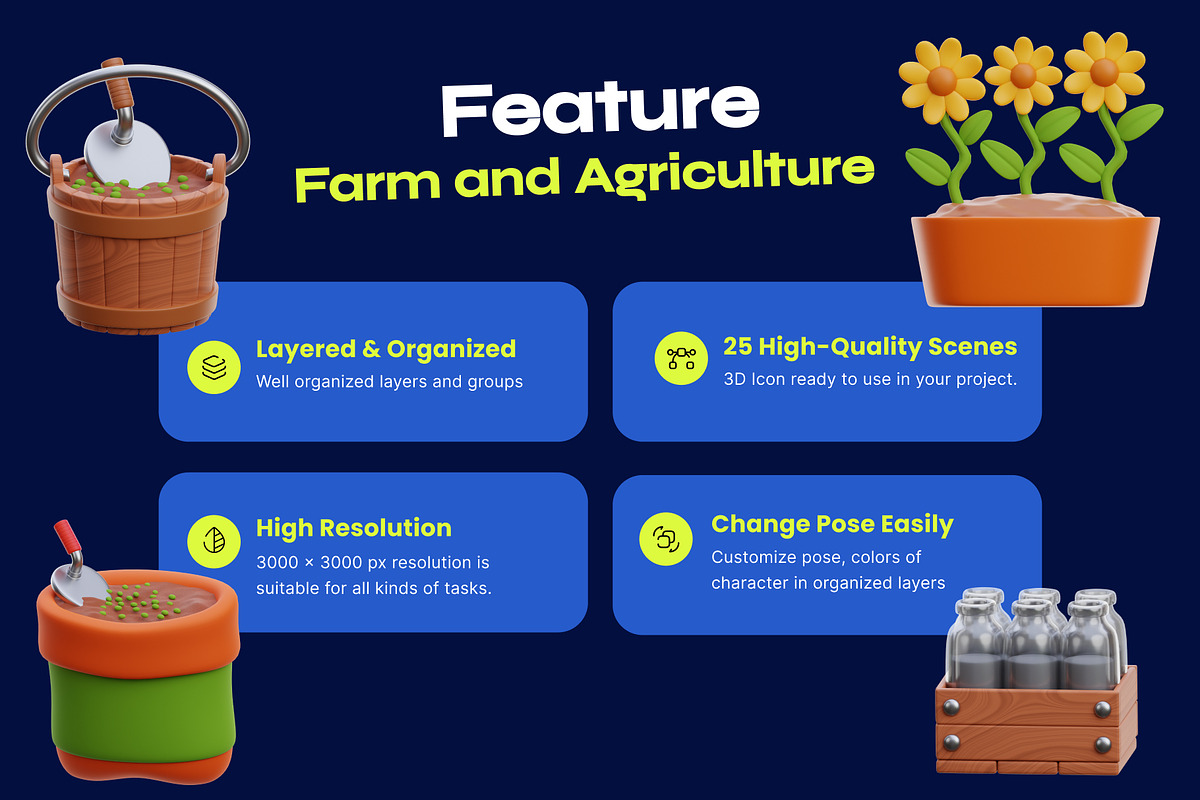 Farm and Agriculture 3D Icon Pack, a Food & Drink 3D Model by orenjidesign (Photo 5 of 8)