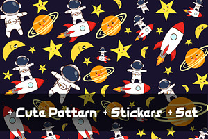 Cute Pattern Space Astronauts