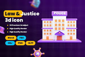 Law And Justice 3d Illustration Ico