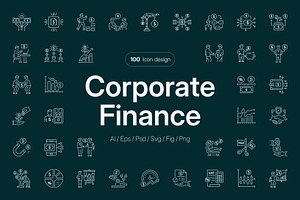 Corporate Finance Icon Set, an Outline Icon by Prosymbols