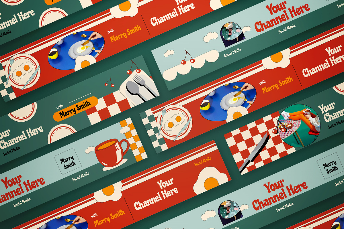 Youtube Cover Food Vlogger, a Social Media Template by graphicook (Photo 3 of 3)