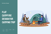 Flat Campfire Design for Camping, a Person Illustration by Partikusi Design (Thumbnail 1 of 3)