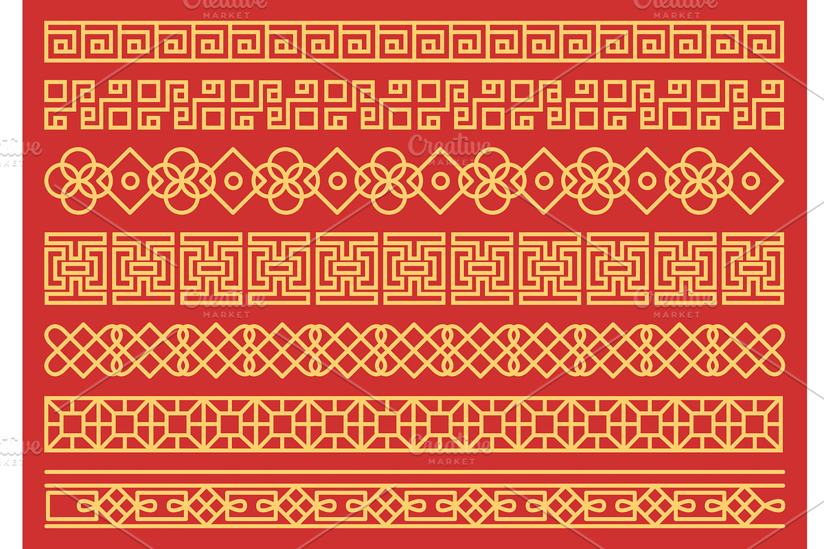 Chinese borders. Gold decorative, an Illustration by Vectorbuum