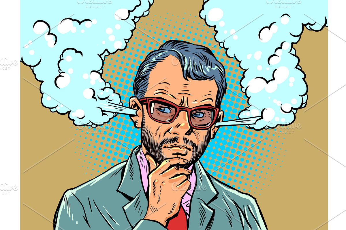 Pop Art Retro Thinking and solving, a Person Illustration by studiostoks