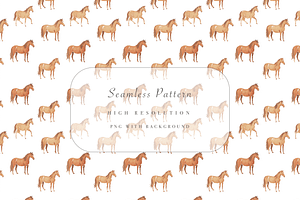 Seamless Watercolor Horse Pattern, a Pattern Graphic by Pati Charm Studio