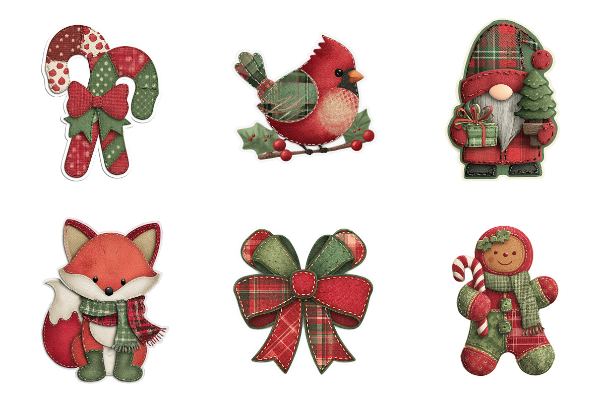 Patchwork Christmas Stickers Bundle, an Illustration by SinaCreation (Photo 2 of 9)