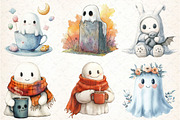 Cute Halloween Ghost Clipart, an Illustration by DreamCafeArt (Thumbnail 4 of 5)
