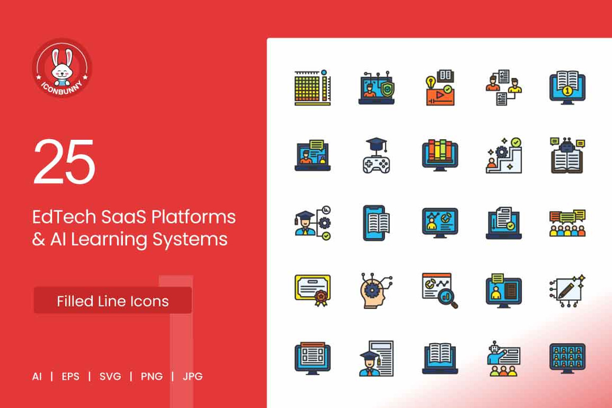 25 EdTech & AI Learning Icons., an Outline Icon by IconBunny (Photo 1 of 2)