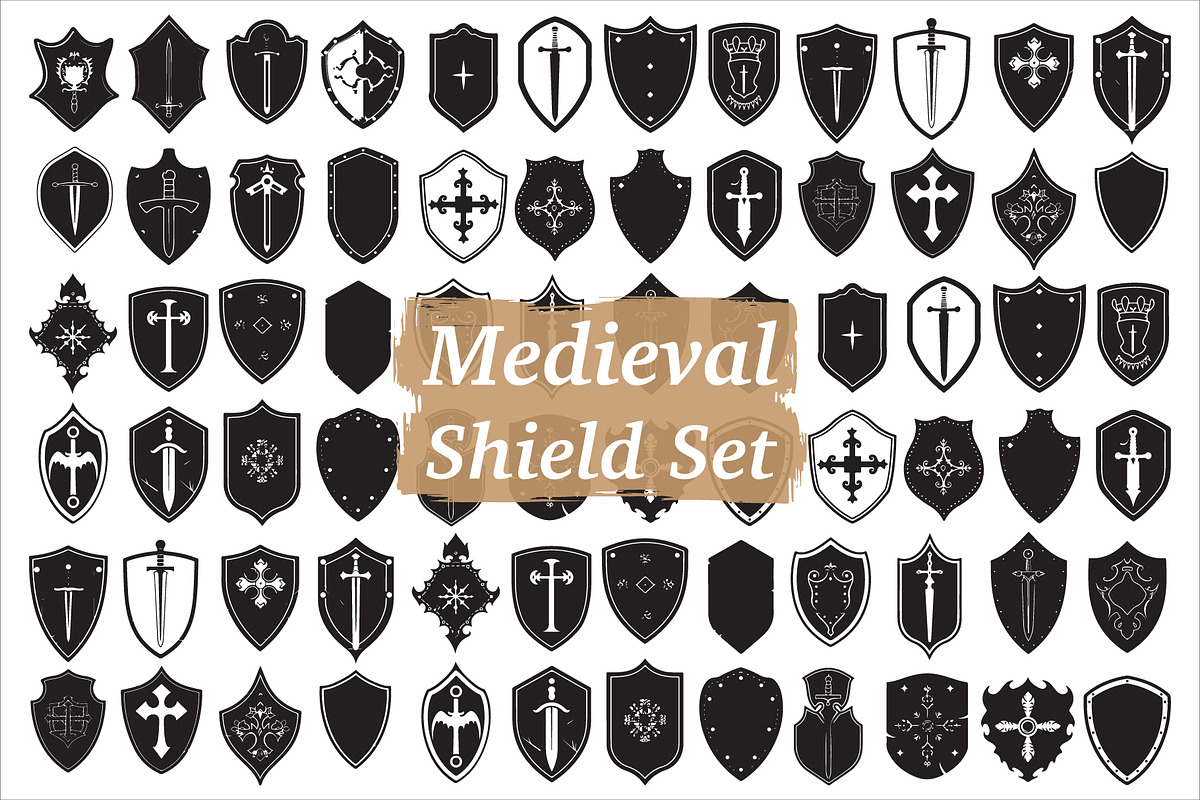 Medieval Shield Silhouette Set, an Illustration by hafijul (Photo 10 of 10)