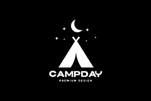 Camp Tent With Night View Moon Logo