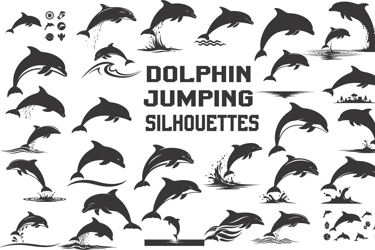 dolphin jumping silhouettes, an Illustration by Amazin_art (Photo 1 of 31)