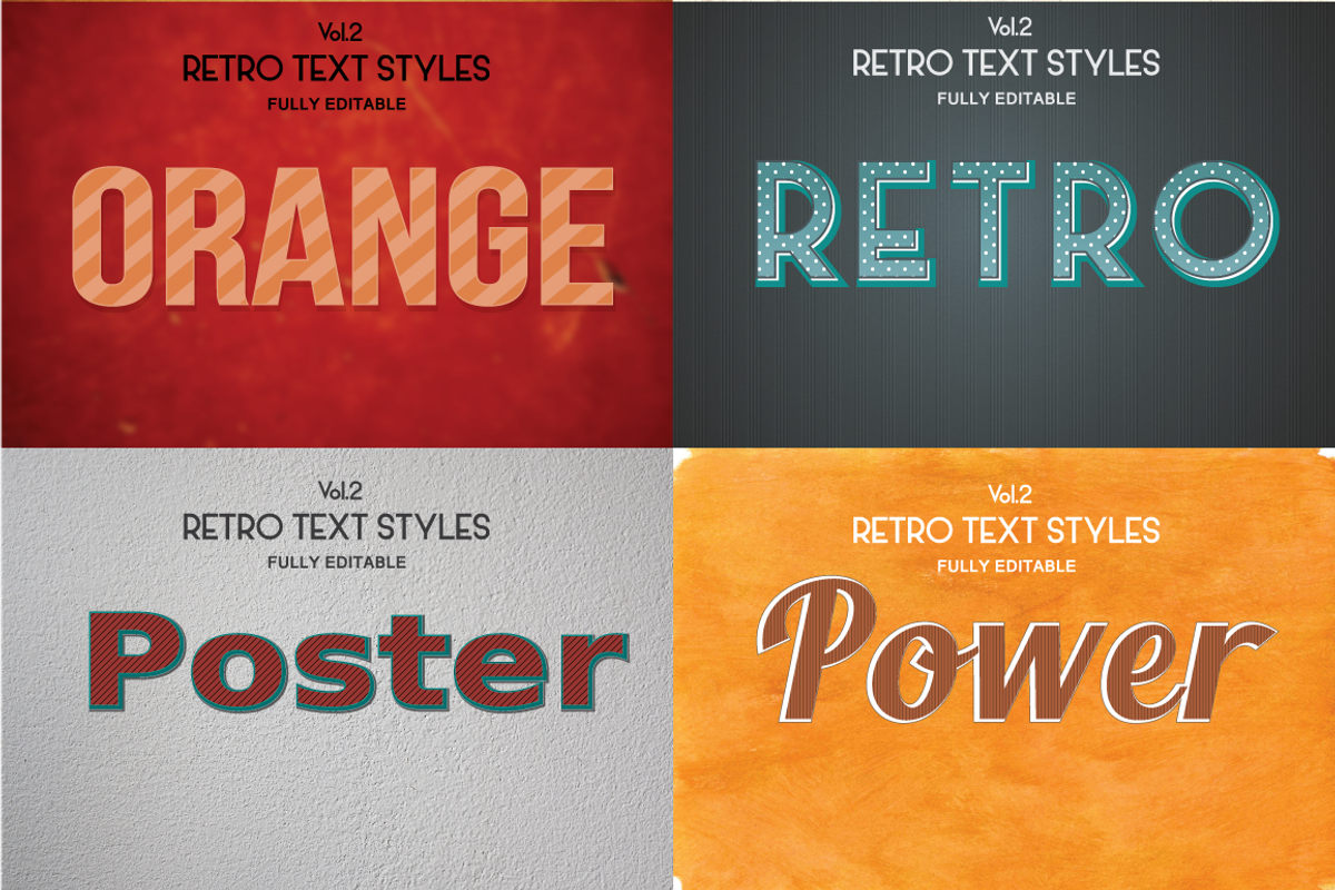 Vintage Retro Text Styles .Ai Vol2, a Layer Style Add-On by ...