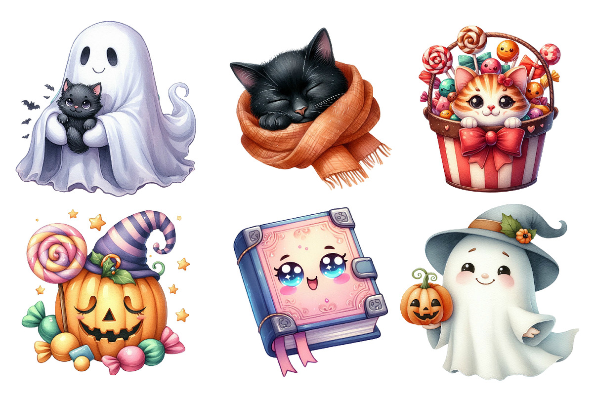 Cute Halloween Clipart, an Illustration by SinaCreation (Photo 2 of 5)