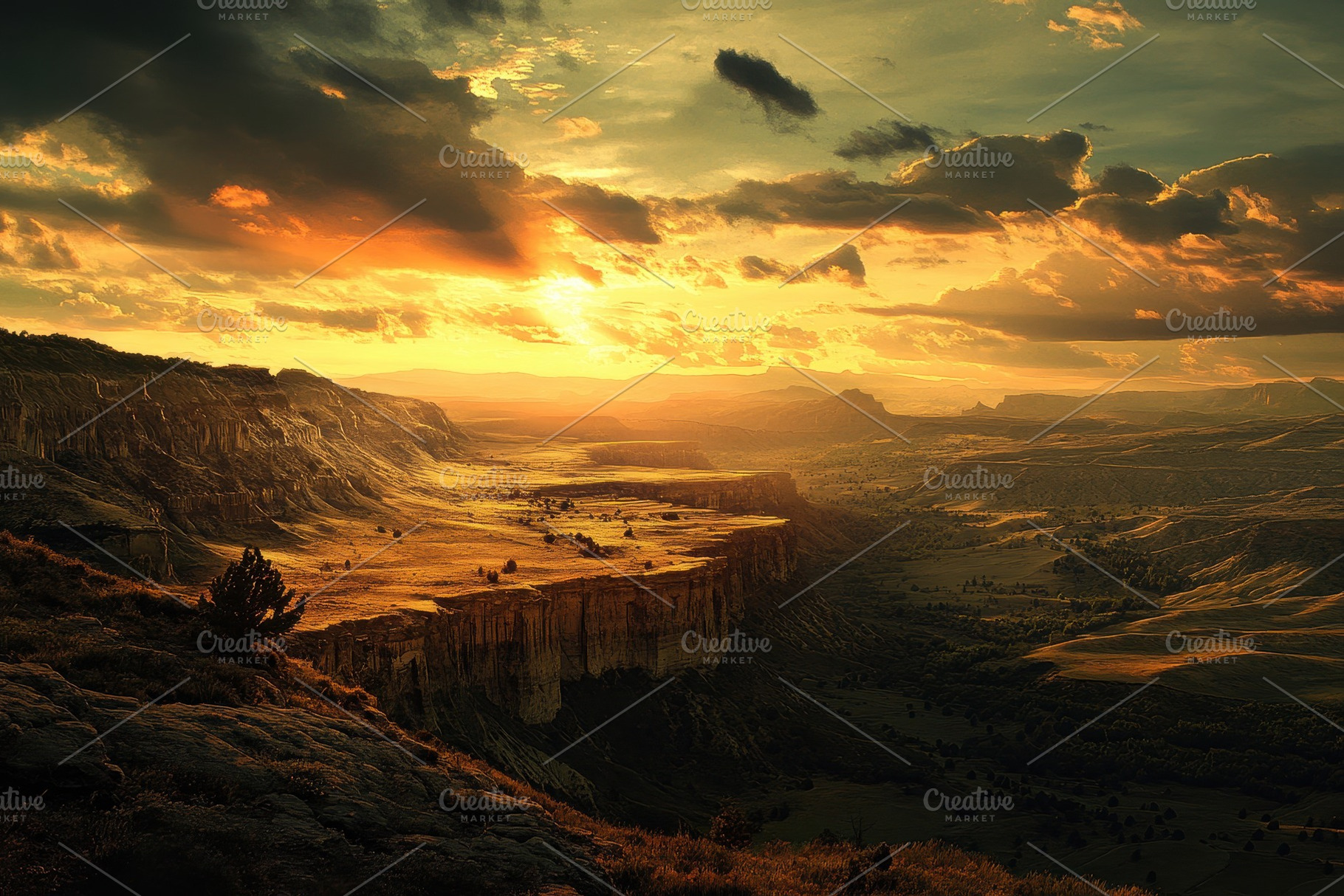 Sunset casts golden light over rugge, a Photo by Iftikhar Alam