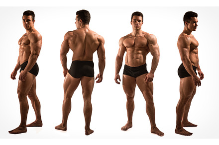 Four views of muscular shirtless