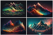 28 Neon Mountain Illustrations in 6K, a Wallpaper Graphic by HipFonts (Thumbnail 3 of 8)