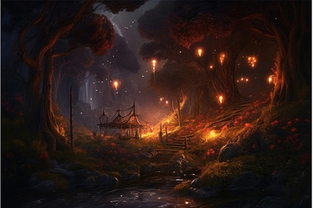 Fairy forest light. Generate Ai, a Nature Photo by Ylivdesign