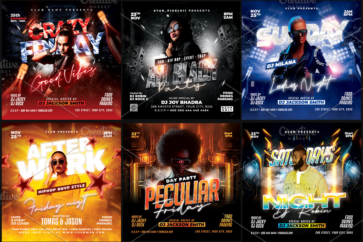 70 Night Club Party Flyer Bundle, a Flyer Template by StarPixles11 (Photo 10 of 16)