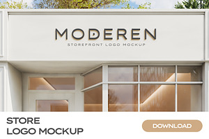 Store Facade Signage Logo Mockup, an Advertising Mockup by Mockthethics.