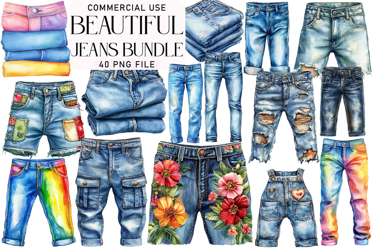 Beautiful Jeans Sublimation Bundle, an Illustration by Daily.Designs (Photo 1 of 5)
