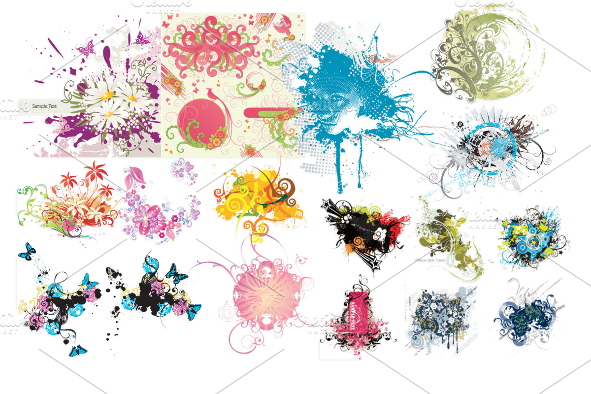 78 Various Flower Vector Mix, a Decorative Illustration by MDD Designs (Photo 1 of 2)