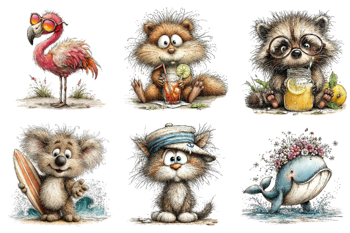 Whimsical Summer Animals Clipart, an Illustration by Dream Creation (Photo 2 of 8)