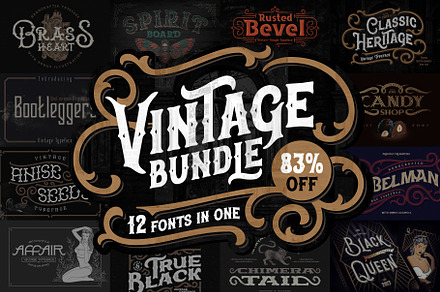 Vintage Fonts Bundle. 83% OFF!, a Symbol Font by Gleb Guralnyk