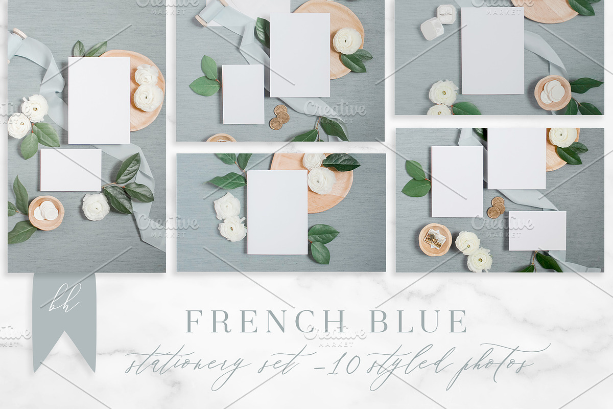 French Blue Linen Mockups, a Photo by BlueHarborPaperie (Photo 1 of 9)