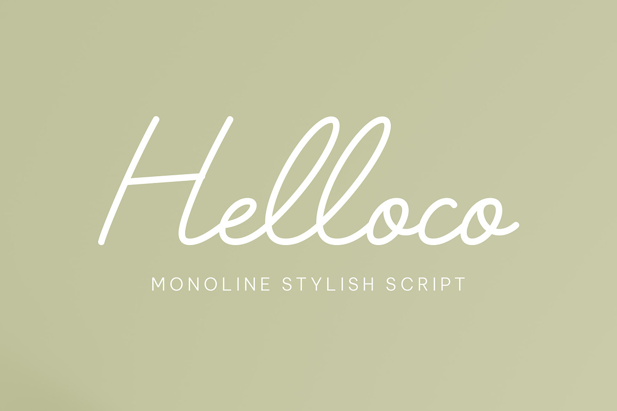 Helloco - Monoline stylish script, a Script Font by Fontcastle (Photo 1 of 5)