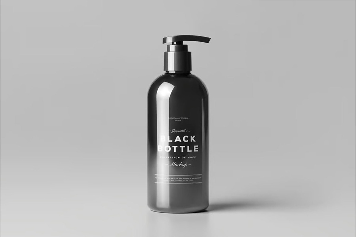 Black Bottles Cosmetic Mockup, a Packaging Mockup by DesignRushMarket (Photo 8 of 8)