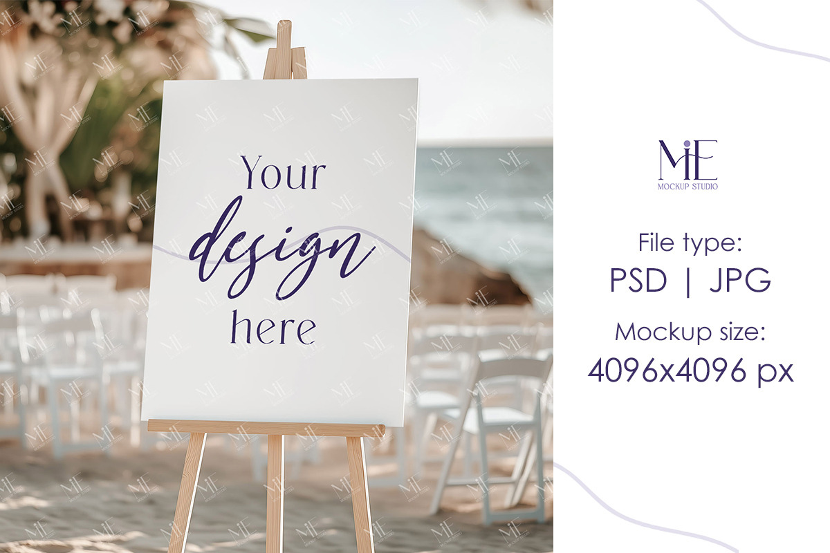 Easel Sign Mockup Beach Wedding PSD, a Mockup by Mie Mockup Studio (Photo 3 of 7)