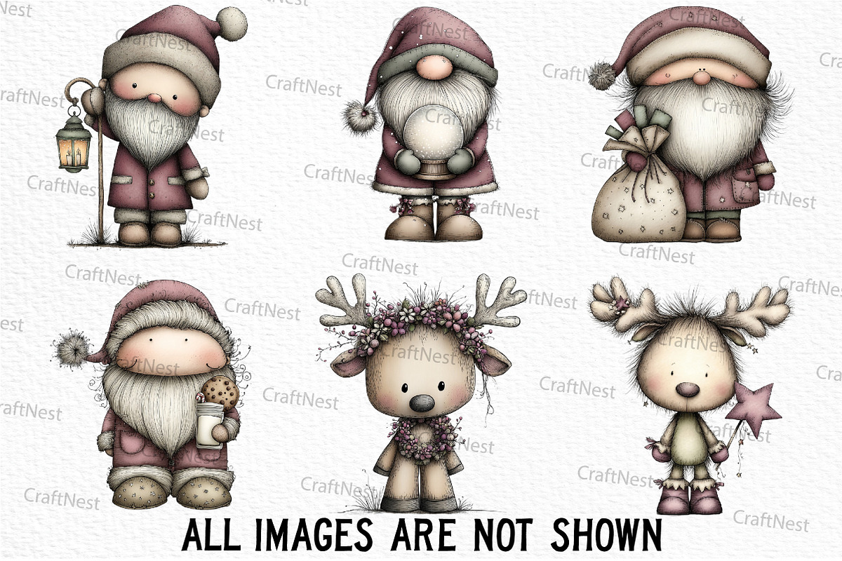 Christmas Santa & Reindeer Clipart, an Illustration by Craft Nest (Photo 5 of 6)