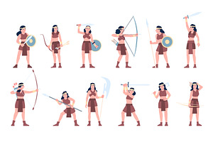 Cartoon amazon girls. Female, a Person Illustration by LadadikArt