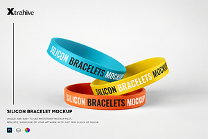 Silicone Wristbands Mockup, an Advertising Mockup by Xtrahive