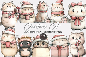 Christmas cat clipart, an Illustration by Designworld