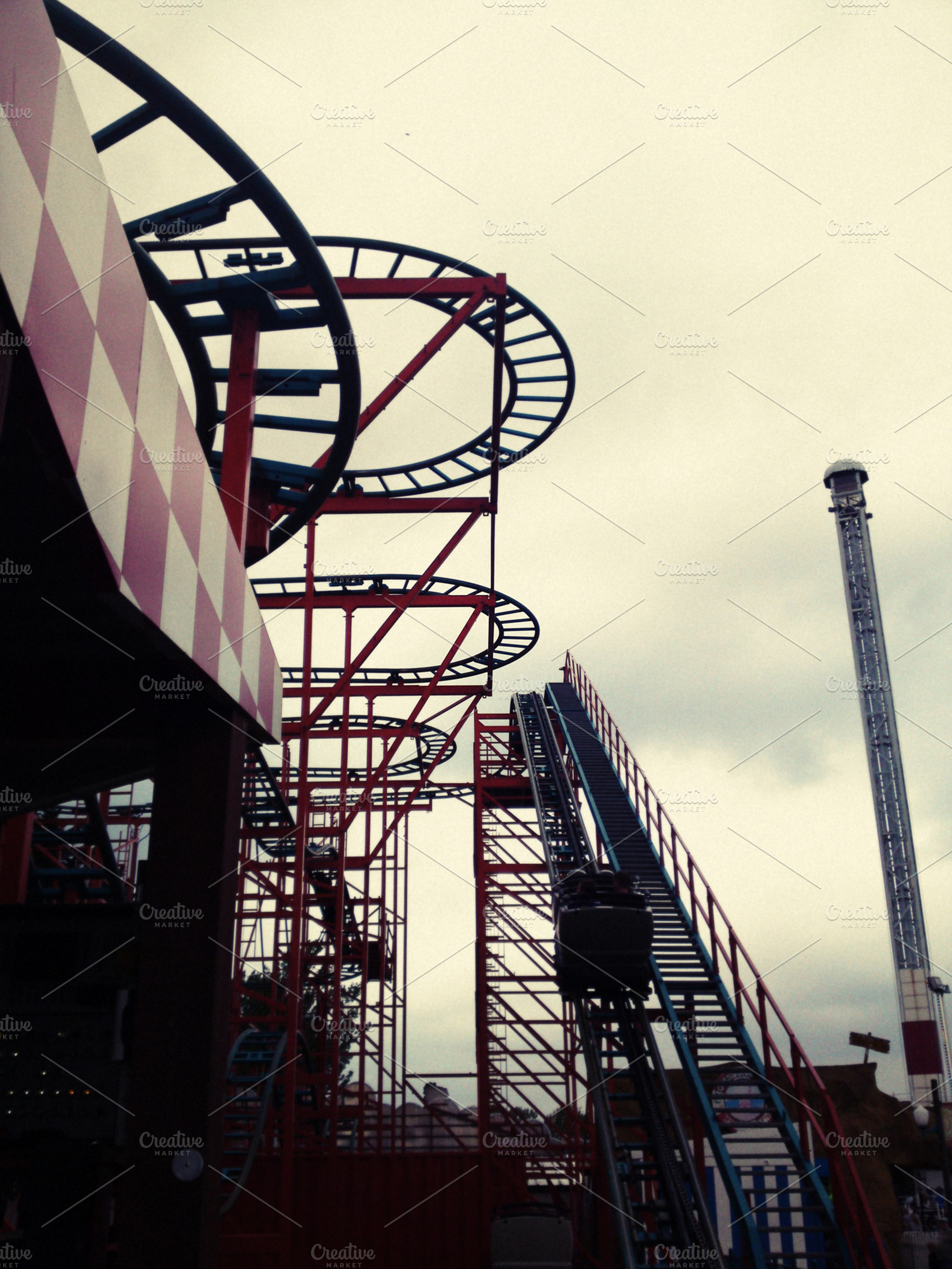 Rollercoaster featuring ride, roller coaster, and tracks