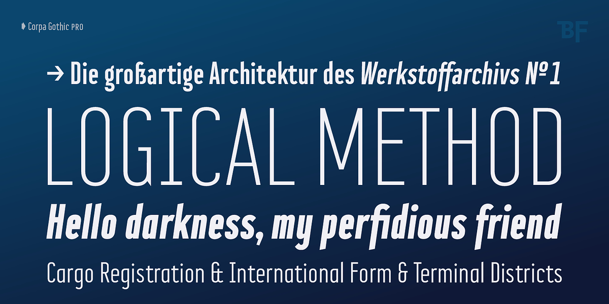 BF Corpa Gothic Pro, a Sans Serif Font by BrassFonts (Photo 7 of 15)