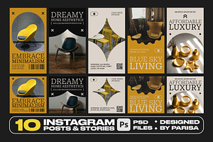 Interior Design Instagram Templates, a Social Media Template by Parisa-Artstudio