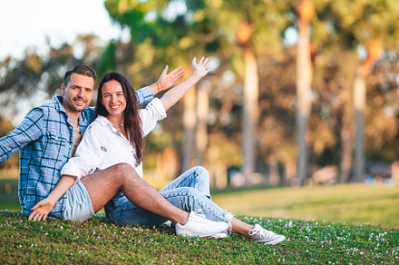 Family of two in the park on summer day outdoors, a Person Photo by travnikovstudio