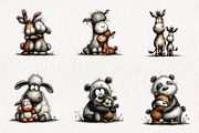 Mom Baby Animals Clipart PNG Set, an Illustration by CreationArt (Thumbnail 4 of 7)