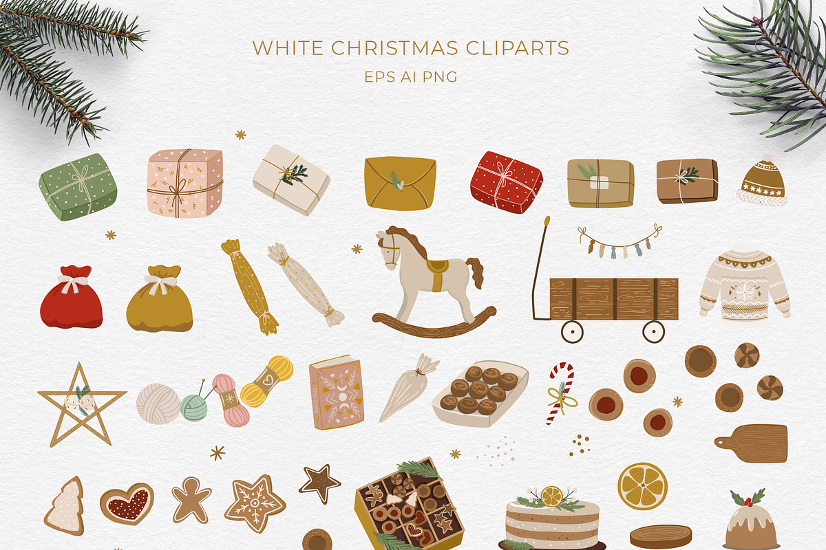 White Beige Boho Christmas, a Decorative Illustration by Cozy pattern shop (Photo 7 of 12)